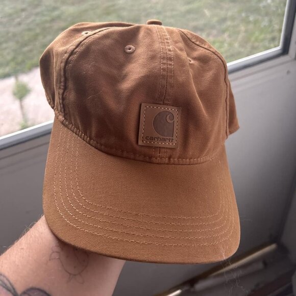 🆕Carhartt Men's Carhartt Brown Cotton Canvas Adjustable Fit Cap - Picture 2 of 3